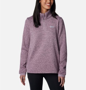 Columbia PFG Reel Cozy Quarter Zip Women's Pullover Purple | MHRXIA-120