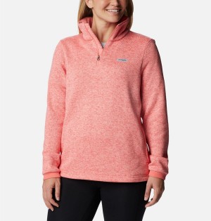 Columbia PFG Reel Cozy Quarter Zip Women's Pullover Orange | PRNJSQ-495