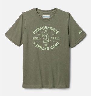 Columbia PFG Short Sleeve Seasonal Graphic Kids' T-Shirt Green | FVATRY-375