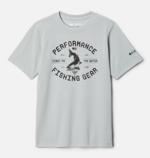 Columbia PFG Short Sleeve Seasonal Graphic Kids' T-Shirt Grey | ODVJKX-352