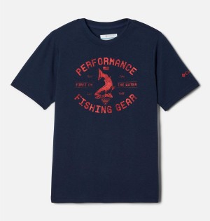 Columbia PFG Short Sleeve Seasonal Graphic Kids' T-Shirt Navy | LMTDUJ-957