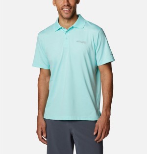 Columbia PFG Skiff Cast Men's Polo Shirt Turquoise | YBOPDL-756