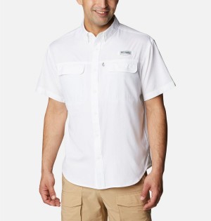 Columbia PFG Skiff Guide Woven Short Sleeve Men's Shirt White | VKAXCO-430