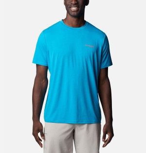 Columbia PFG Skiff Horizon Short Sleeve Tech Men's T-Shirt Turquoise | YNKAML-059
