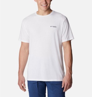 Columbia PFG Skiff Horizon Short Sleeve Tech Men's T-Shirt White | SPKRFT-987