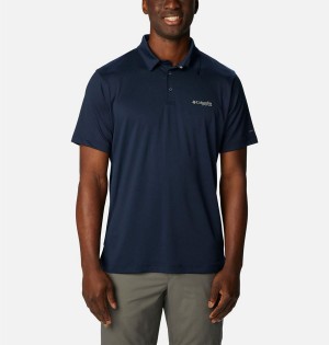 Columbia PFG Slack Tide Stretch Men's Polo Shirt Navy | JFBDXI-490