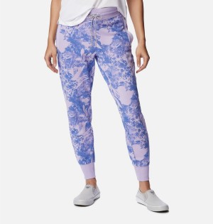 Columbia PFG Slack Water French Terry Joggers Women's Pants Purple | RZMCYH-873