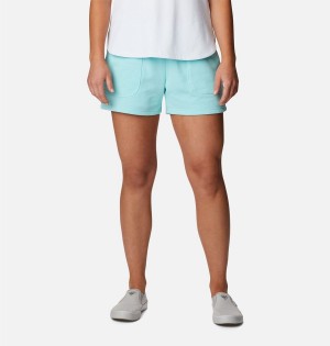 Columbia PFG Slack Water French Terry Women's Shorts Turquoise | ODKHSA-503