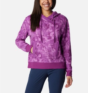 Columbia PFG Slack Water French Terry Women's Hoodie Purple | FCYIMV-279
