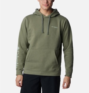 Columbia PFG Sleeve II Graphic Men's Hoodie Green | CFLKQB-354