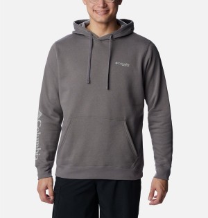 Columbia PFG Sleeve II Graphic Men's Hoodie Grey | LJQIMK-391