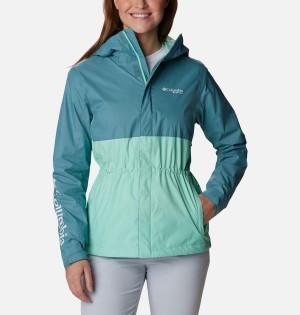 Columbia PFG Storm Women's Rain Jacket Turquoise | BVIUQR-478