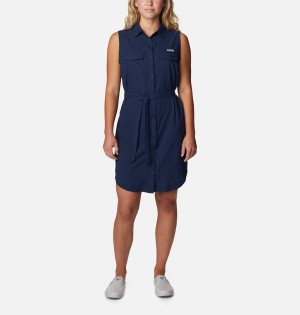 Columbia PFG Sun Drifter Woven II Women's Dress Navy | TVGPBA-013