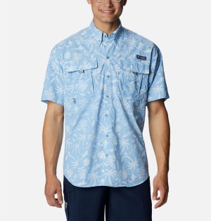 Columbia PFG Super Bahama Short Sleeve Men's Shirt Blue | ZBXPUC-564