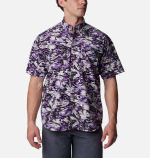 Columbia PFG Super Bahama Short Sleeve Men's Shirt Purple | GICEPF-927