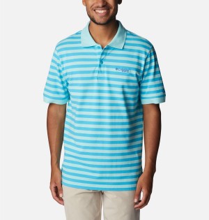 Columbia PFG Super Bonefish Pique Men's Polo Shirt Turquoise | HAGQOT-049