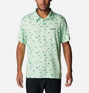 Columbia PFG Super Slack Tide Stretch Men's Polo Shirt Green | DTCEHJ-540
