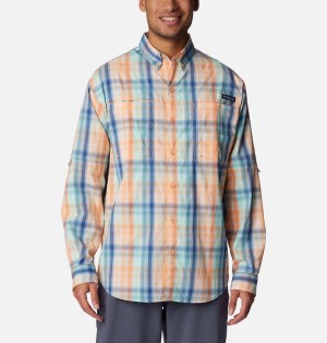 Columbia PFG Super Tamiami Long Sleeve Men's Shirt Orange | YDAHWC-793
