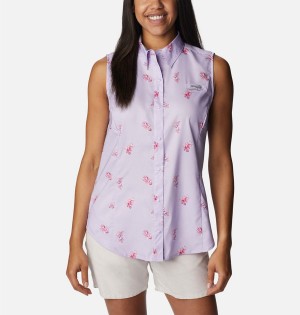 Columbia PFG Super Tamiami Sleeveless Women's Tank Top Purple | DYNOJG-957