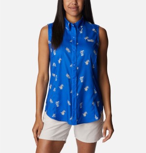 Columbia PFG Super Tamiami Sleeveless Women's Tank Top Blue | BNYZTE-698