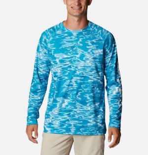 Columbia PFG Super Terminal Tackle Long Sleeve Men's T-Shirt Turquoise | TGYXMR-576
