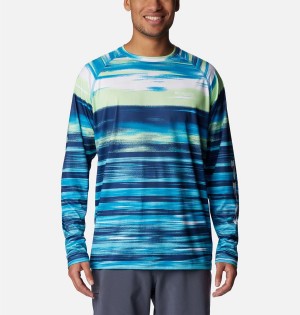 Columbia PFG Super Terminal Tackle Long Sleeve Men's T-Shirt Blue | ZXIFOP-637