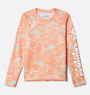 Columbia PFG Super Terminal Tackle Long Sleeve Kids' T-Shirt Orange | LRVSFC-231