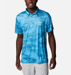 Columbia PFG Super Terminal Tackle Men's Polo Shirt Blue | BSLAPQ-582