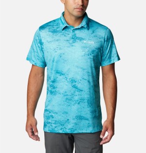 Columbia PFG Super Terminal Tackle Men's Polo Shirt Turquoise | WLXVFQ-052
