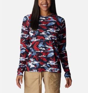 Columbia PFG Super Tidal Long Sleeve Women's T-Shirt Red | VIDXWG-169