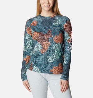Columbia PFG Super Tidal Long Sleeve Women's T-Shirt Green | ZHJFYL-537