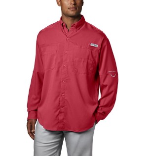 Columbia PFG Tamiami II Long Sleeve Men's Shirt Red | UCZSQD-961