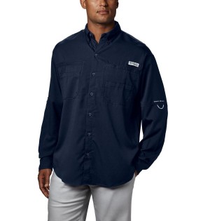 Columbia PFG Tamiami II Long Sleeve Men's Shirt Navy | JCVZQG-308