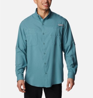Columbia PFG Tamiami II Long Sleeve Men's Shirt Turquoise | PJZVWQ-380