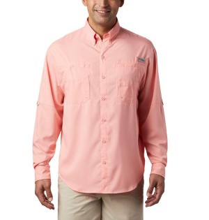 Columbia PFG Tamiami II Long Sleeve Men's Shirt Pink | DYCMVP-924