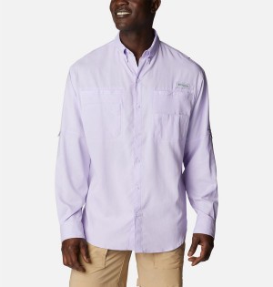 Columbia PFG Tamiami II Long Sleeve Men's Shirt Purple | PSCUVJ-915