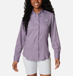 Columbia PFG Tamiami II Long Sleeve Women's Shirt Purple | CPLURY-139