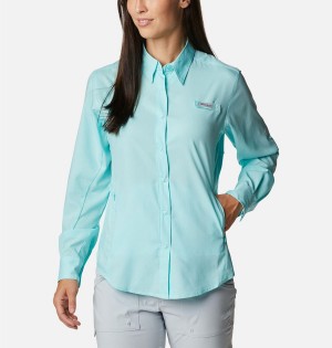 Columbia PFG Tamiami II Long Sleeve Women's Shirt Turquoise | ZDARCP-104