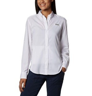 Columbia PFG Tamiami II Long Sleeve Women's Shirt White | RVMOCX-457