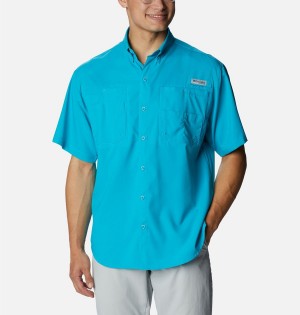 Columbia PFG Tamiami II Short Sleeve Men's Shirt Turquoise | ZPYCIH-810