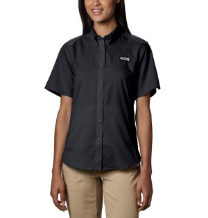 Columbia PFG Tamiami II Short Sleeve Women's Shirt Black | FMYRHV-549