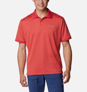 Columbia PFG Tamiami Men's Polo Shirt Red | QBNEKM-609