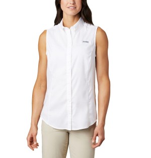 Columbia PFG Tamiami Sleeveless Women's Tank Top White | CGMIBX-349