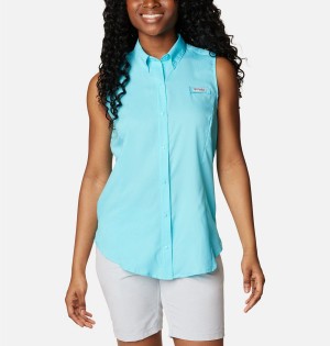 Columbia PFG Tamiami Sleeveless Women's Tank Top Blue | QTLPDS-749