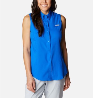 Columbia PFG Tamiami Sleeveless Women's Tank Top Blue | JLZGFI-915