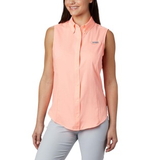 Columbia PFG Tamiami Sleeveless Women's Tank Top Orange | FBULOQ-681