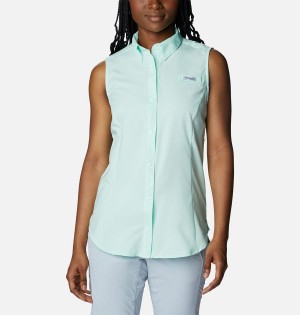 Columbia PFG Tamiami Sleeveless Women's Tank Top Green | AHWYFV-265