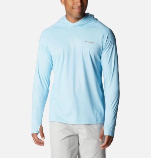 Columbia PFG Terminal Deflector Ice Men's Hoodie Blue | JGDUCL-647