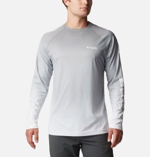 Columbia PFG Terminal Deflector Printed Long Sleeve Men's T-Shirt Grey | GUPYKA-154