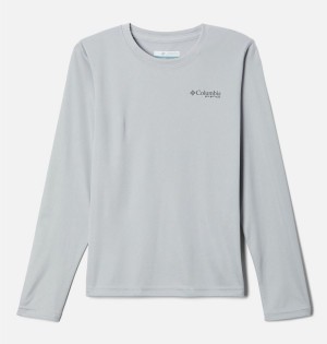 Columbia PFG Terminal Tackle Drag Time Long Sleeve Kids' T-Shirt Grey | RXOJQS-358